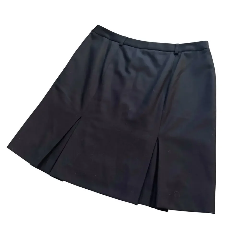 VTG J. Crew 100% Wool Skirt Womens Sz. 10  Black Professional Pencil Academia‎